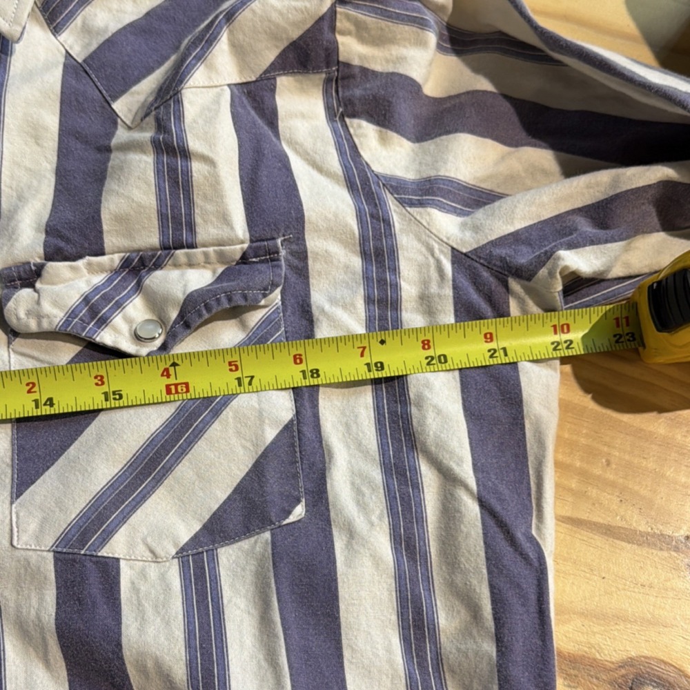 Vintage Lee Cotton Striped Purple White Button - Picture 5 of 6